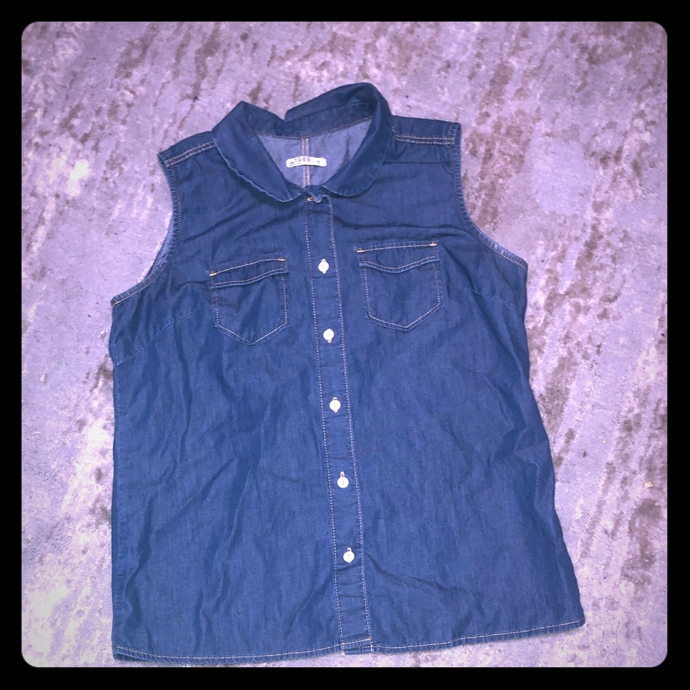 • GAP • Sleeveless • blue button down